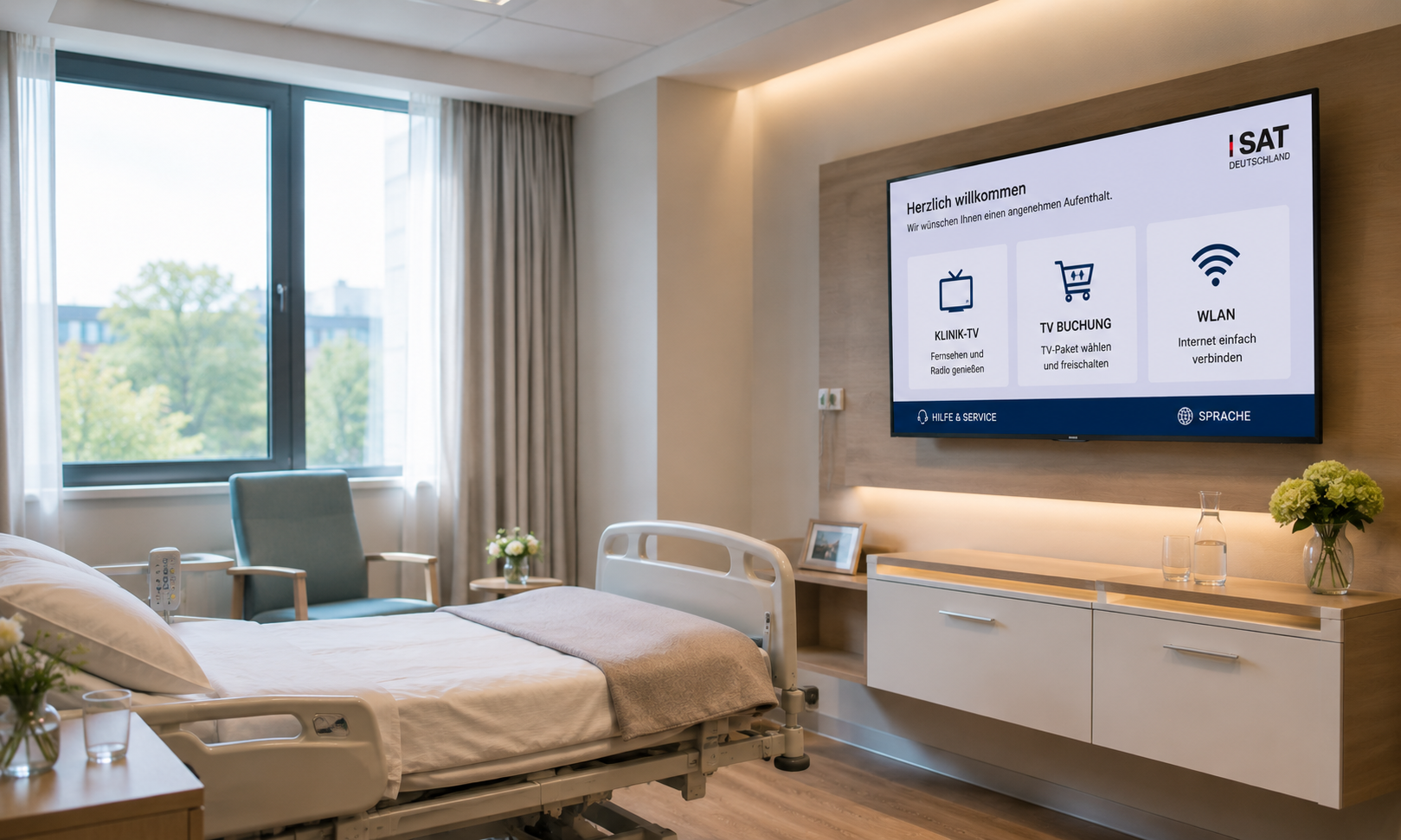 Klinik mit TV- und Betreiber-Service
